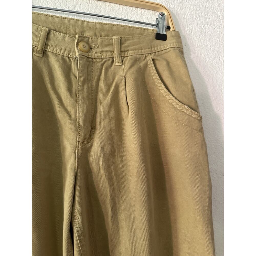 Free People Pants Women 4 Beige Khaki Chino Wide Leg High Rise Trousers Pleated - Picture 6 of 14